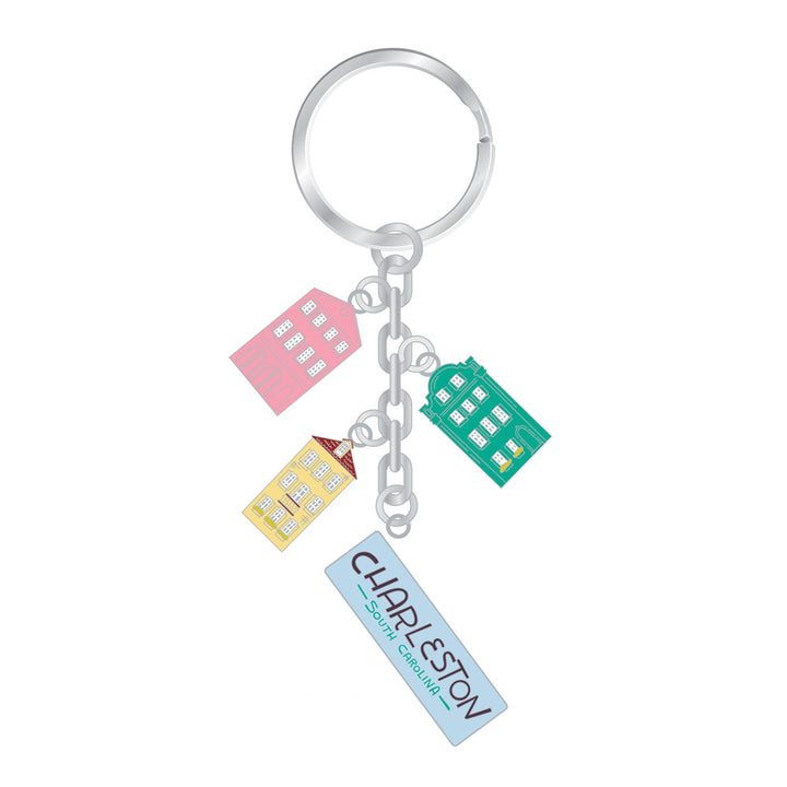 Historic Charleston Foundation Rainbow Row Dangle Keychain