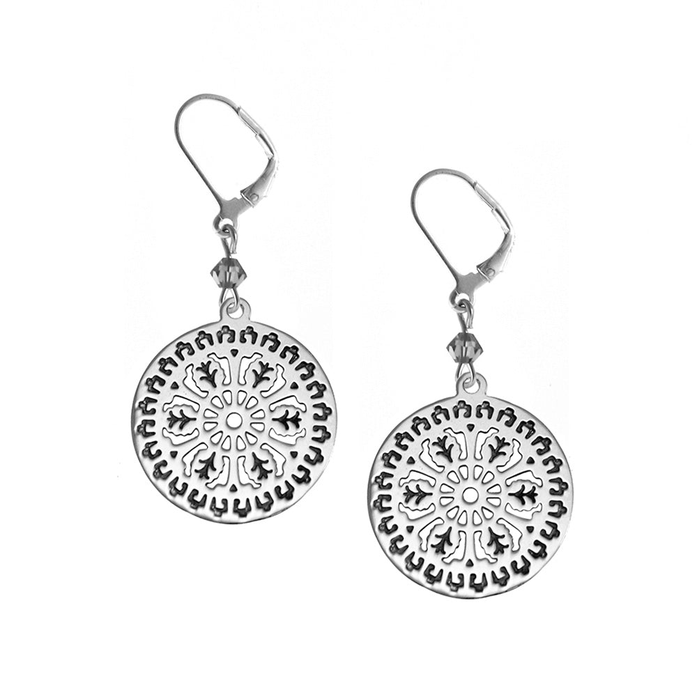 Aiken Rhett Leverback Earrings with Black Crystal