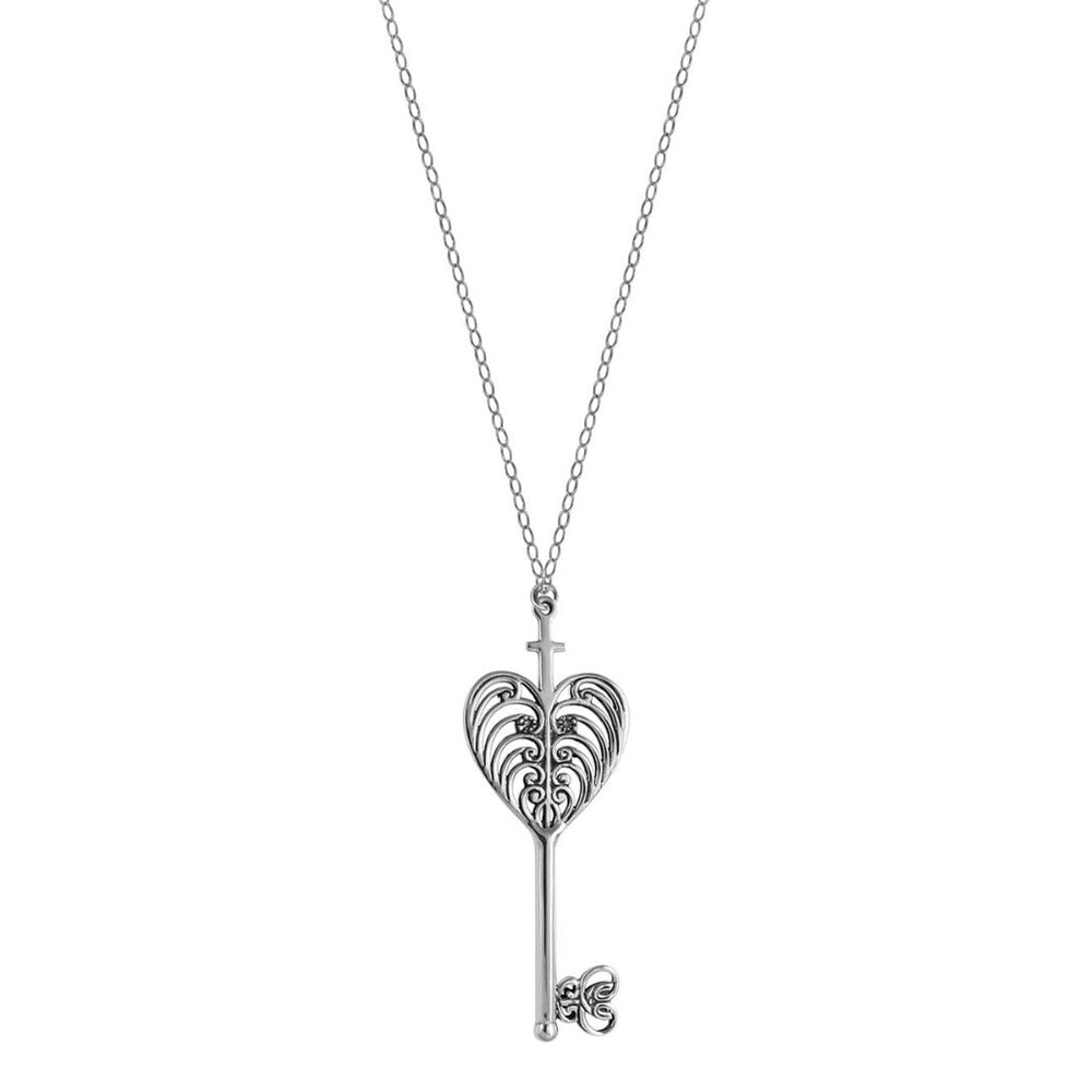 Philip Simmons Heart with Cross and Key Cable Chain Necklace